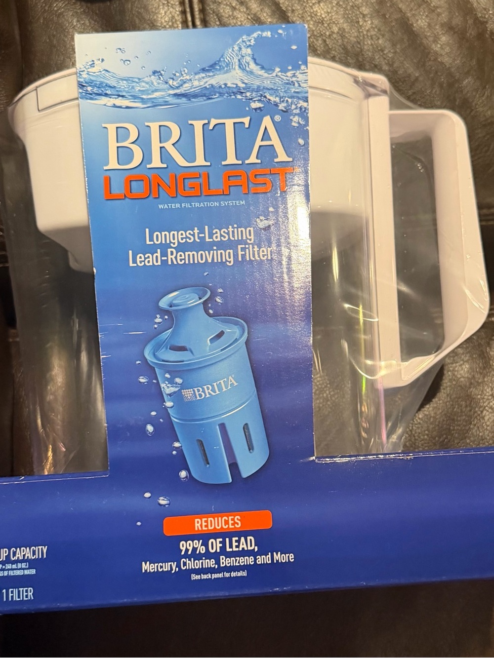 NEW Brita Longlast Water Filter Pitcher 6 Cup Capacity w/ White Handle